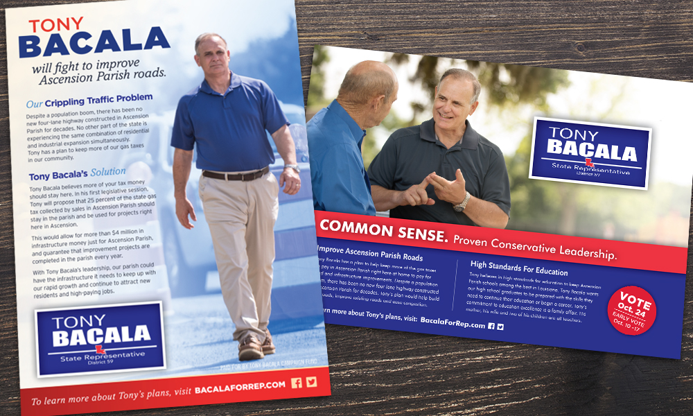 Innovative Politics designed print collateral for Tony Bacala for State Representative