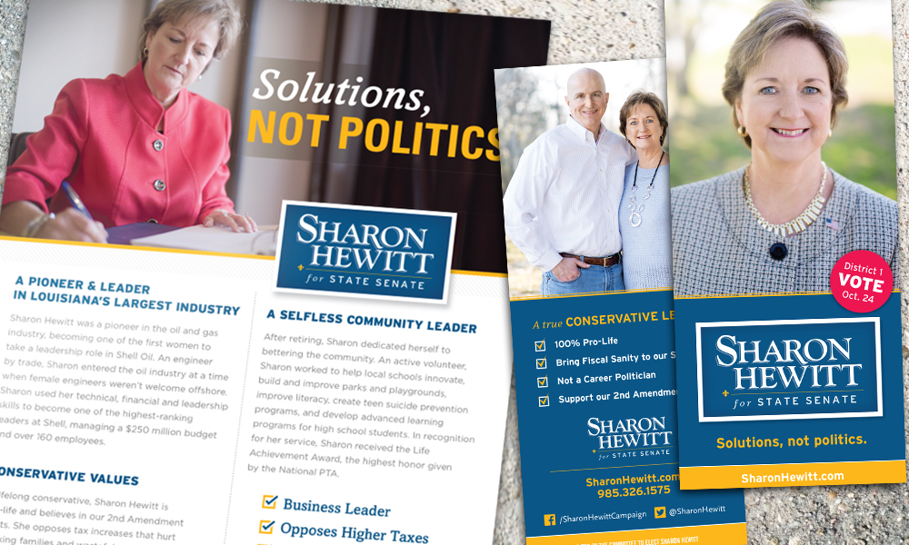 Innovative Politics designed print collateral for Sharon Hewitt for State Senate campaign