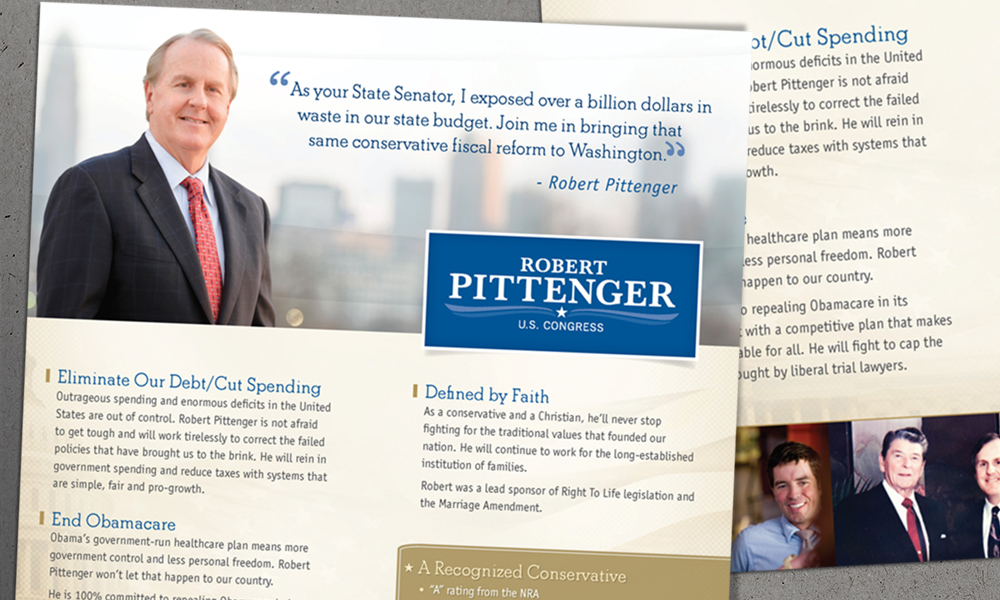Innovative Politics designed print collateral for Robert Pittenger Congressional campaign